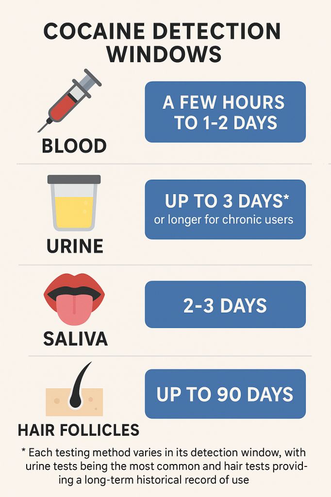 Cocaine Detection Timeframes by testing method